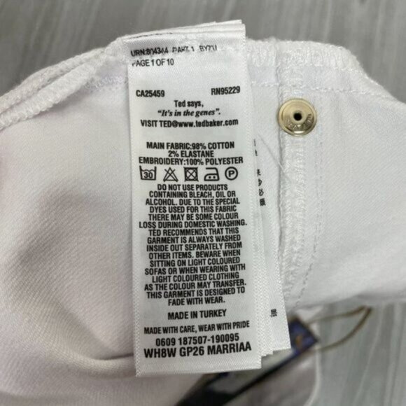 Ted Baker Marriaa Embroidered Hem High Rise Skinny Ankle Jean White Plus Size 34 - Picture 8 of 16